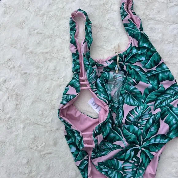 Watercolors by Kenny Flowers Tropical Leaf One Piece Swimsuit Cutout Medium - Picture 7 of 9